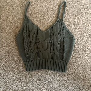 Olive Green Cable Knit Women's Top